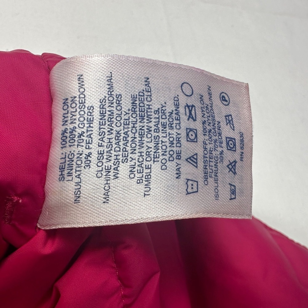 Land's End Women's Sz S 6-8 Down Puffer Vest Hot Pink Nylon Quilted Snap Warm - Picture 6 of 8